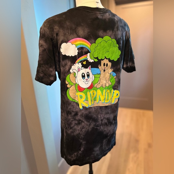 Ripndip Nermby T-Shirt Black Lightning/tiedye Wash graphic Tee Unisex - Picture 3 of 8
